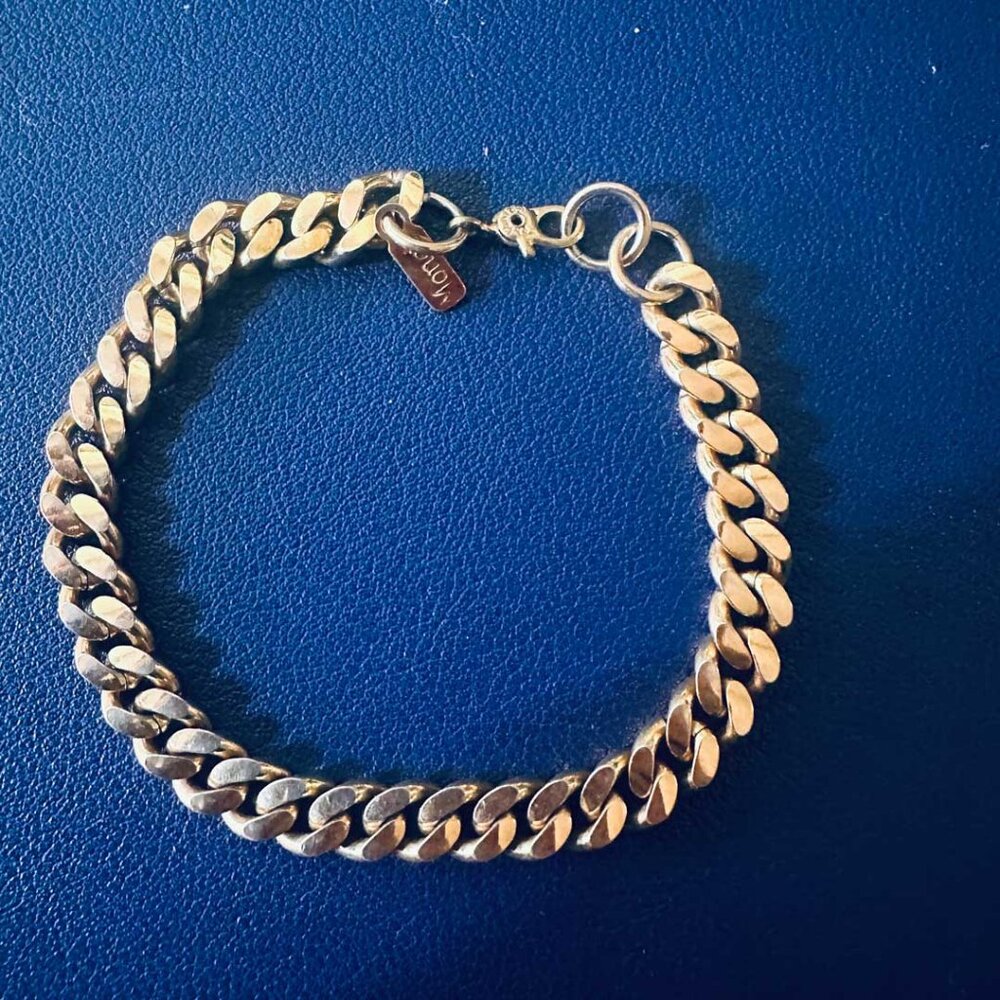 Vintage Monet Curb Link Bracelet – Unisex Gold-Tone 7 Inch